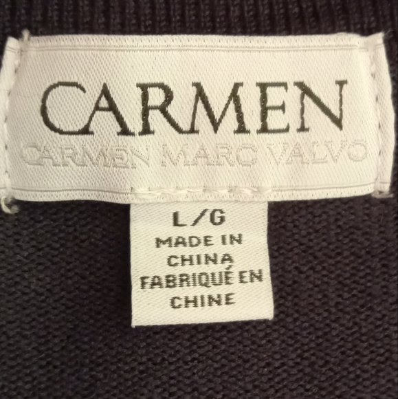 Carmen Marc Valvo studded long sleeve black sweater. Large - Picture 5 of 6